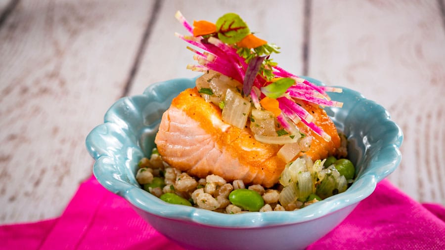 Salmon Farro Risotto from the Flavor Full Kitchen at the Health Full Trail presented by AdventHealth at Taste of EPCOT International Flower Garden Festival