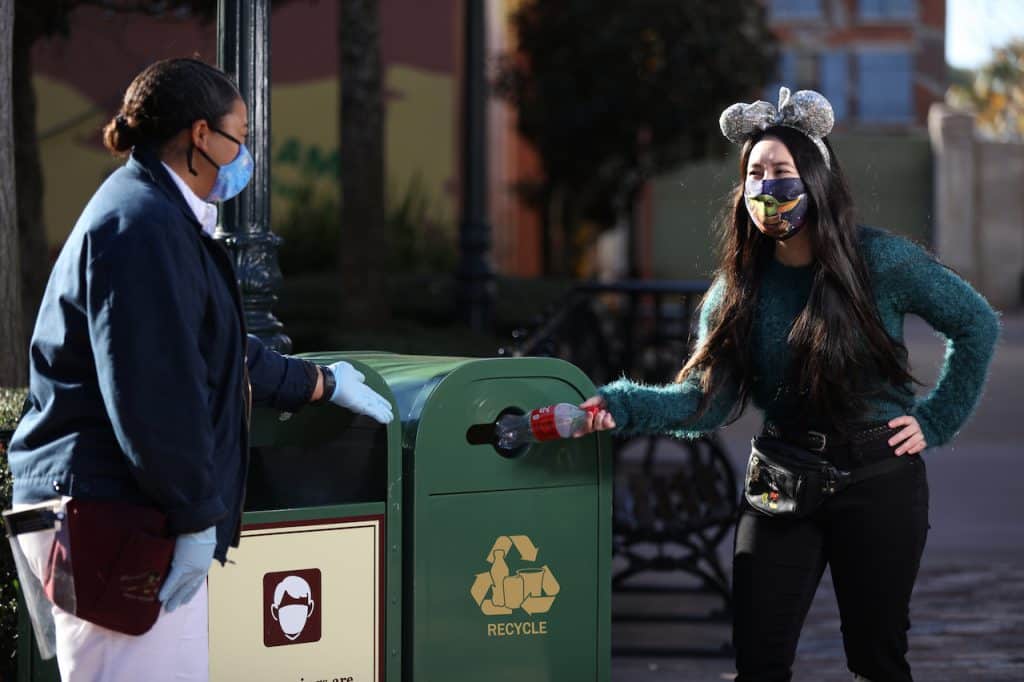 Guest recycling while visit a Disney park