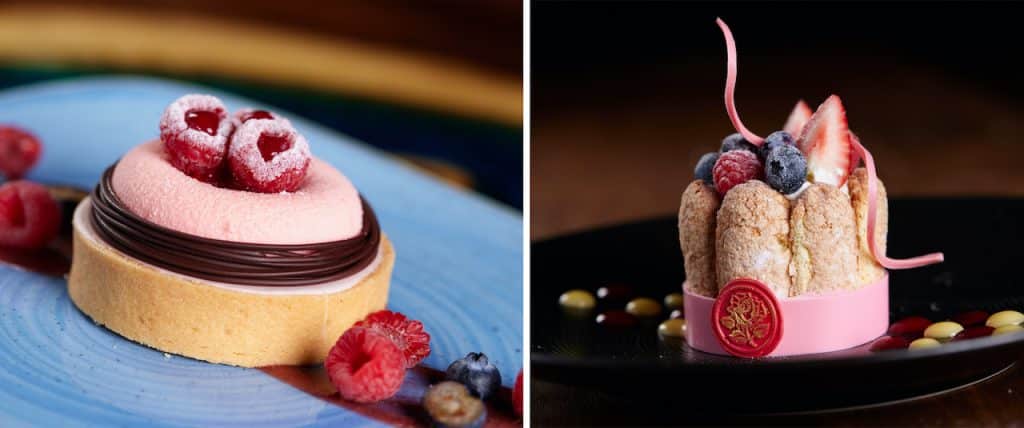 Raspberry and Chocolate Mousse Tart and Lemon Cream and Berry Charlotte from EPCOT