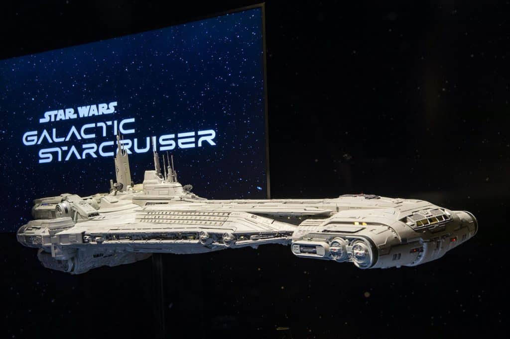 A model of the Halcyon starcruiser is viewable by guests for a limited time in Disney’s Hollywood Studios