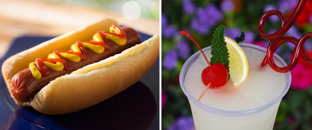 Hot dog and Frozen Mint Julep Lemonade at Casey's Corner.