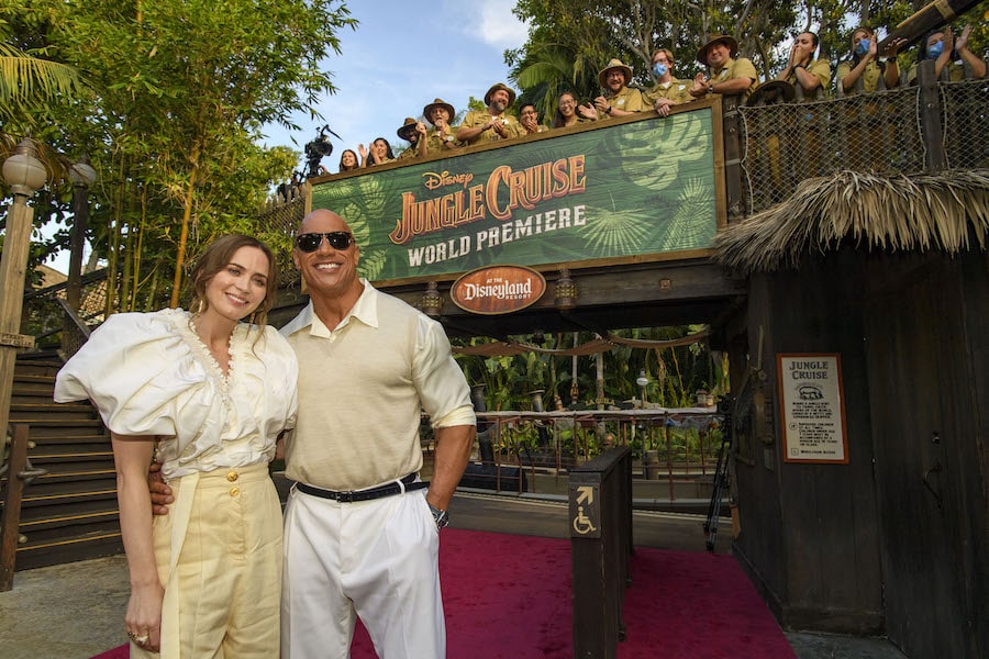 Dwayne Johnson and Emily Blunt arrive at the World Premiere of Disney’s “Jungle Cruise” at Disneyland Park