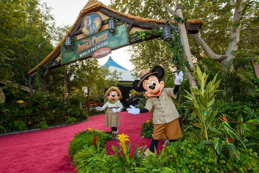Mickey Mouse and Minnie Mouse arrive at the World Premiere of Disney’s “Jungle Cruise” at Disneyland Park