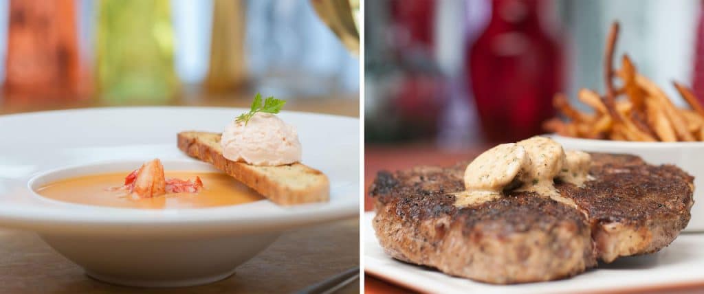 Collage of items from Yachtsman Steakhouse at Walt Disney World Resort