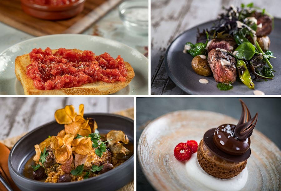Collage of four items offered at Toledo Tapas Steak Seafood at Walt Disney World Resort