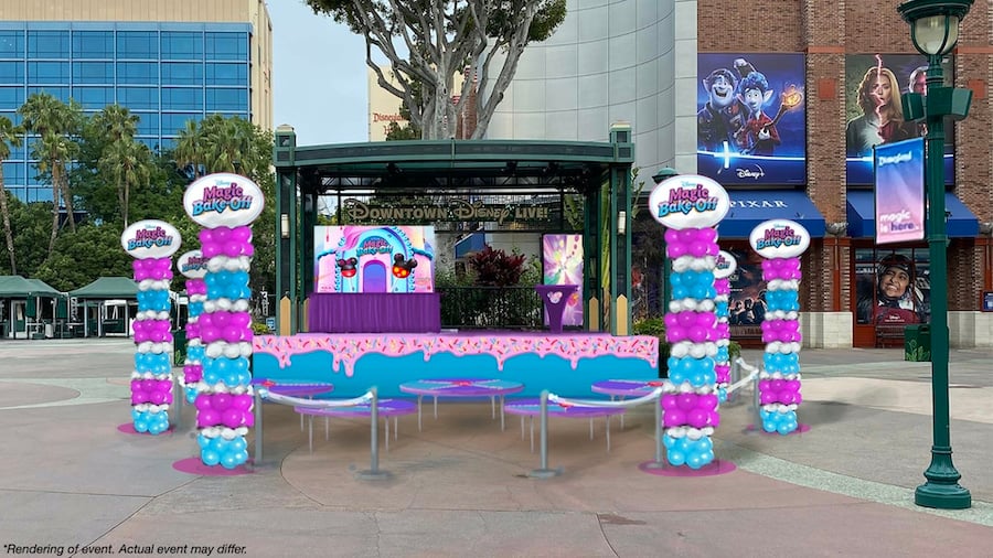Rendering of "Disney’s Magic Bake-Off" all-new experience at the Downtown Disney District stage from August 20-22, 2021