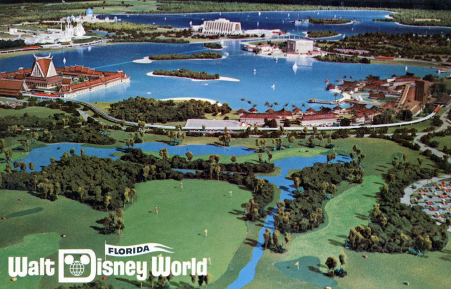 Vintage postcard image of Walt Disney World model