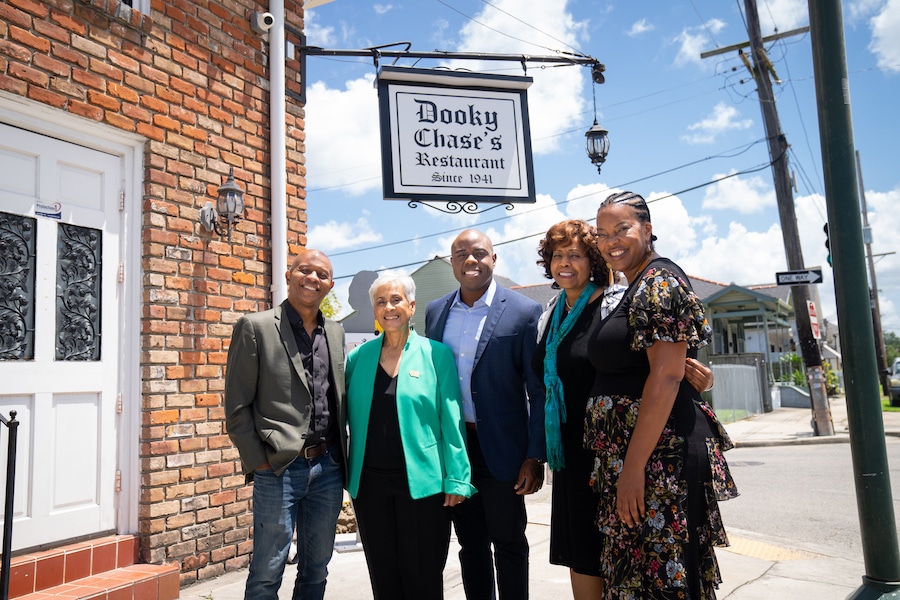 Kenneth Moton, Stella Chase Reese, Carmen Smith, Charita Carter and Marlon West at Dooky Chase’s Restaurant in New Orleans