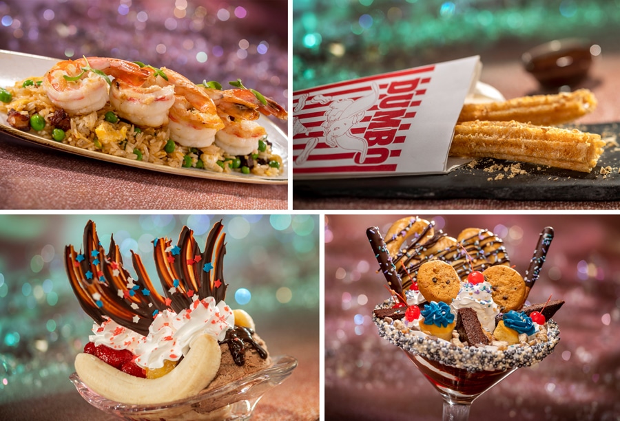 Veranda Fried Rice Dumbo Churros The Banana Boom split and Cheers to 50 Years sundae