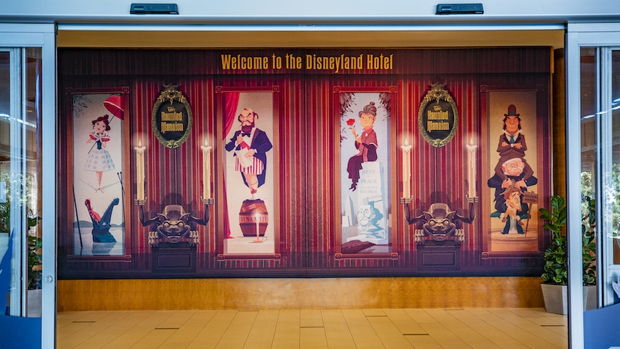 Haunted Mansion-inspired decor at the Disneyland Hotel