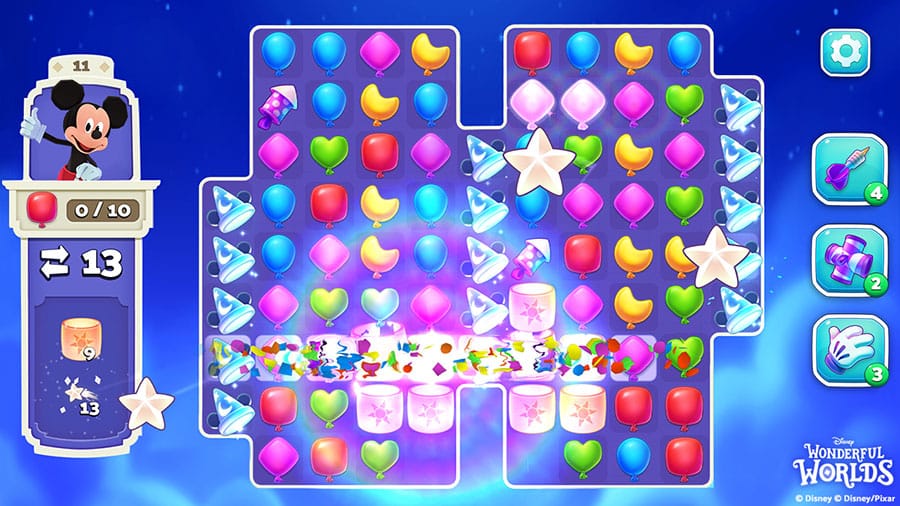 colorful Match-3 game featured in Disney Wonderful Worlds game