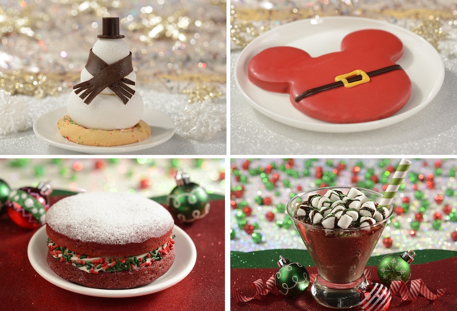 Sugar Cookie Snowman Santas Belt Cookie Red Velvet Whoopie Pie and Frozen Salted Caramel Hot Chocolate from Disney's Hollywood Studios