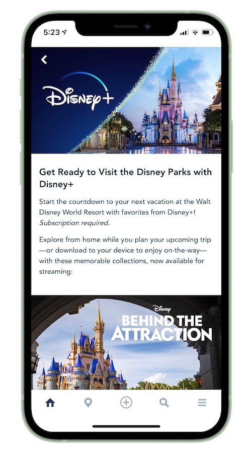 | The Main Street Mouse Example of Disney+ Content on Walt Disney World My Disney Experience App
