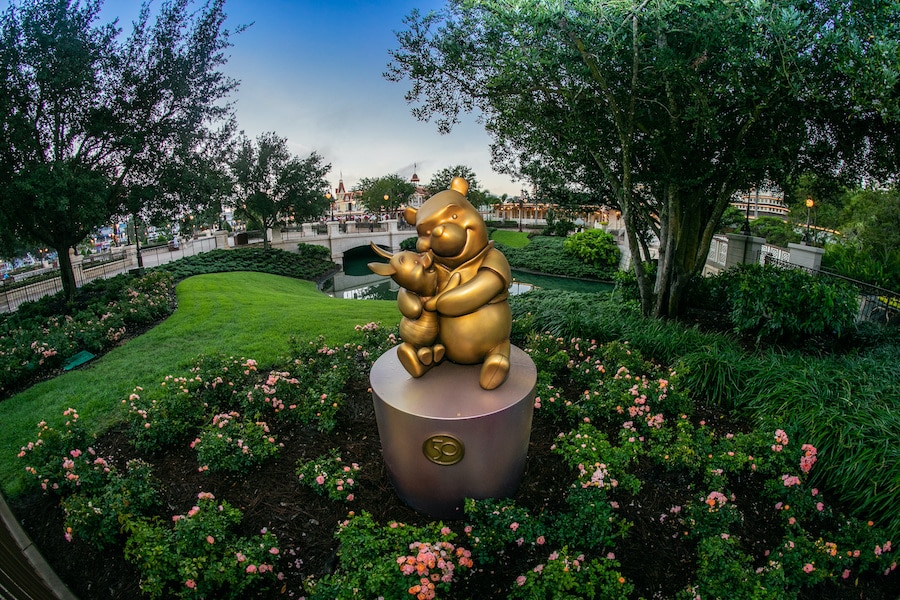 Winnie the Pooh statue at Magic Kingdom Park for The World's Most Magical Celebration