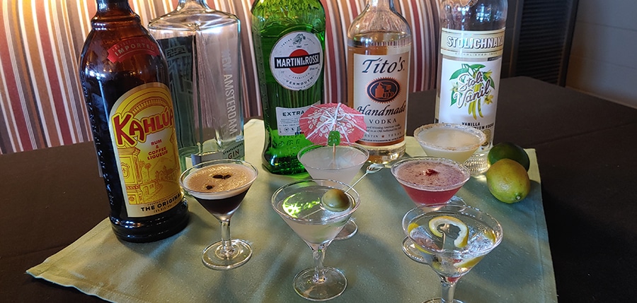 Martini cocktails at the Green Cabin Room Vero Beach