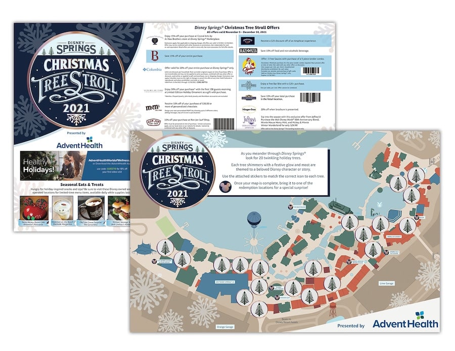 2021 Disney Springs Christmas Tree Stroll map