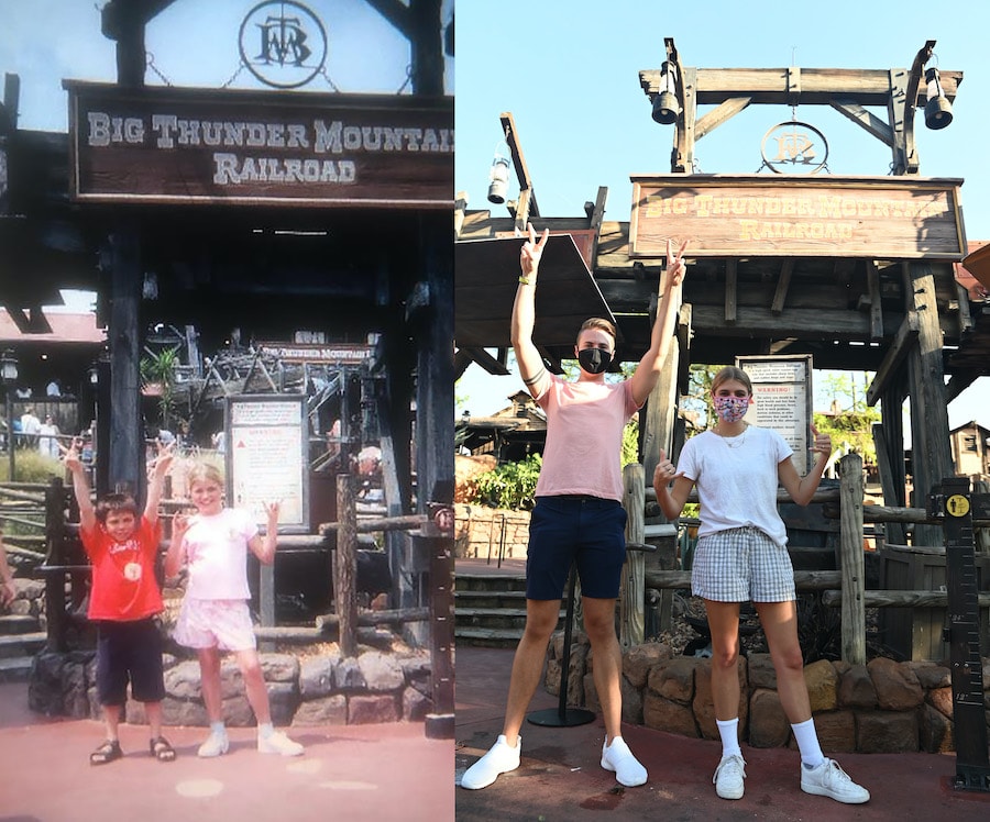 Guests recreating childhood vacation photos at Walt Disney World Resort
