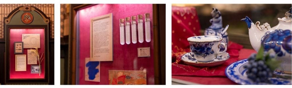 Collage of details at Explorers Club Restaurant at Hong Kong Disneyland