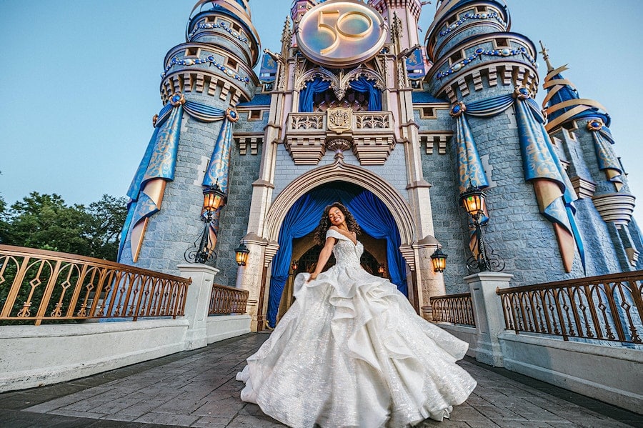Custom designed wedding gown by Disney Weddings in honor of the 50th Anniversary Celebration