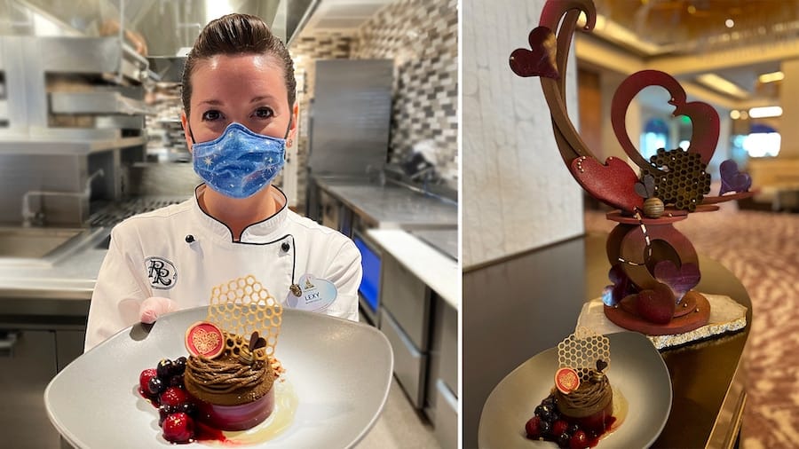 Alexis Ross Pastry Chef at Disneys Riviera Resort and one of her dessert creations
