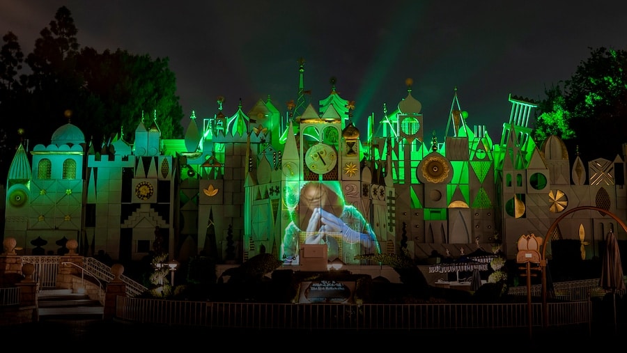 For a limited time beginning April 11 2022 the iconic façade of its a small world at Disneyland Park becomes enchanted several times each evening with a brief visual montage that pays tribute to Walt Disney Animation Studios Encanto hit song We Dont Talk About Bruno