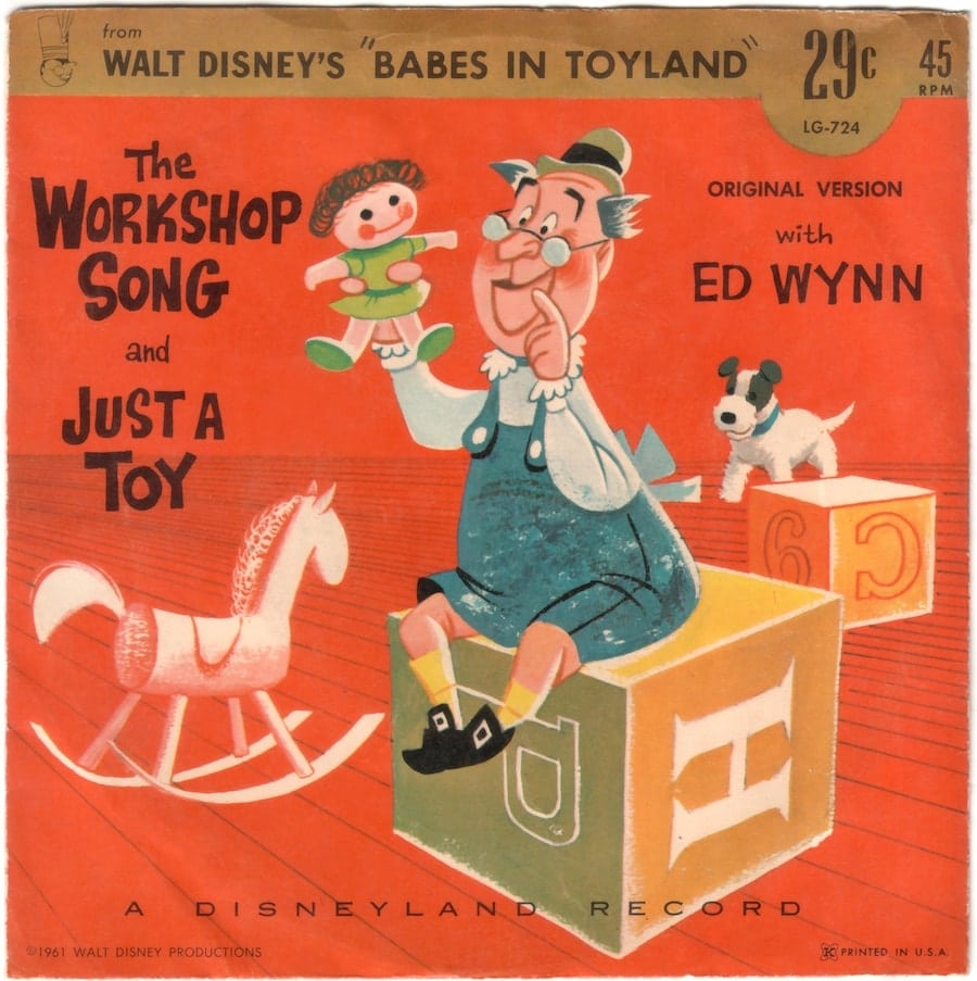 Ed Wynn is Caricatured in His Role As the Toymaker on This little Gem Record Sleeve from Walt Disney's musical fantasy "Babes in Toyland." (Author's collection)