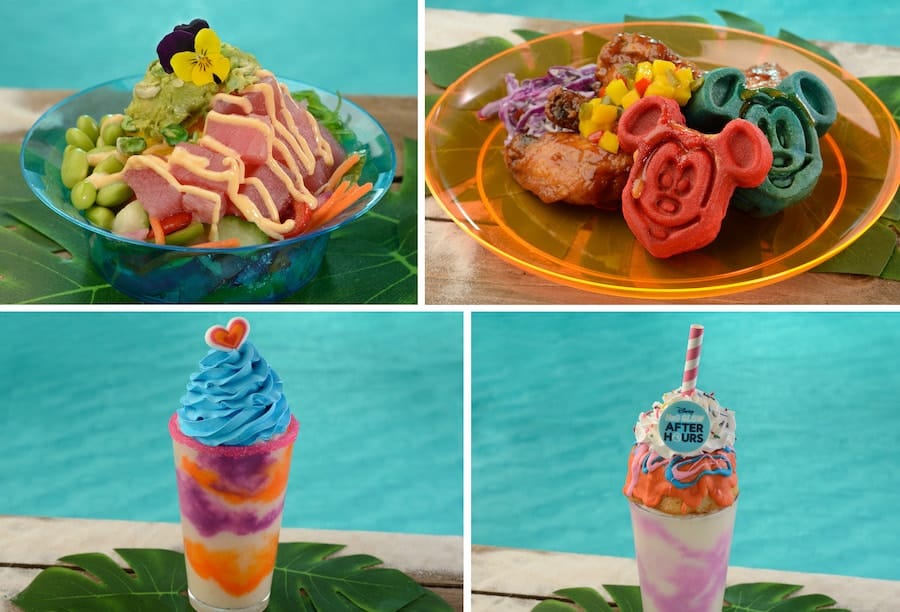 Alohilohi Tuna Poke Bowl ManGLOW Mango Barbeque Chicken and Waffles Disco Colada and H2O Cake Shake