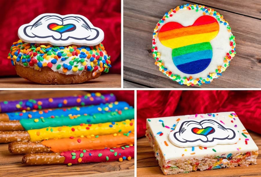 | The Main Street Mouse Pride Donut Pride Sugar Cookie Pride Pretzel Rods and Pride Crisped Rice Treat