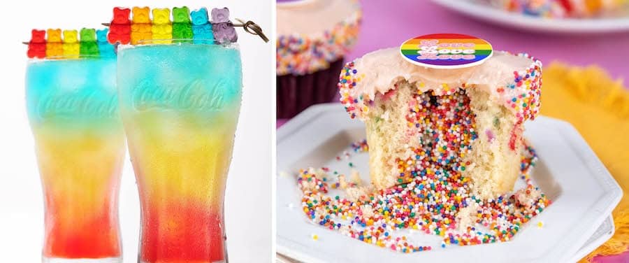 | The Main Street Mouse Simply Rainbow Drink and Pride Sprinkle Cupcake
