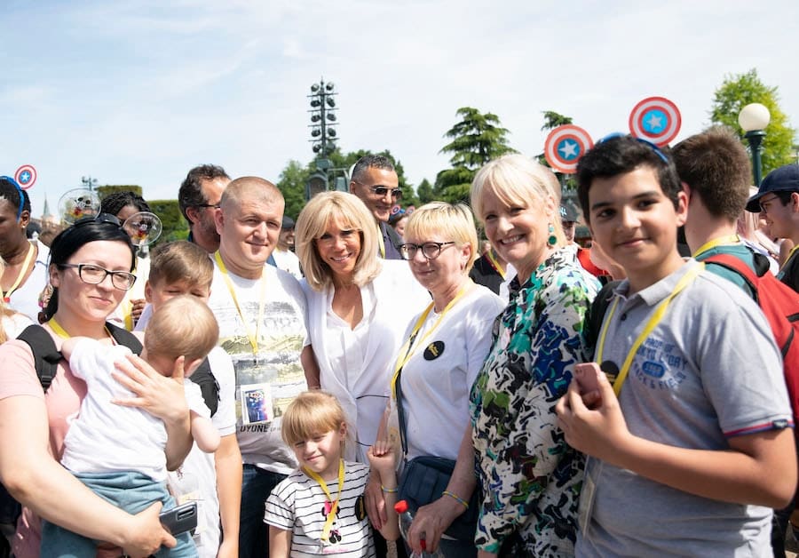 French First Lady Brigitte Macron and young patients