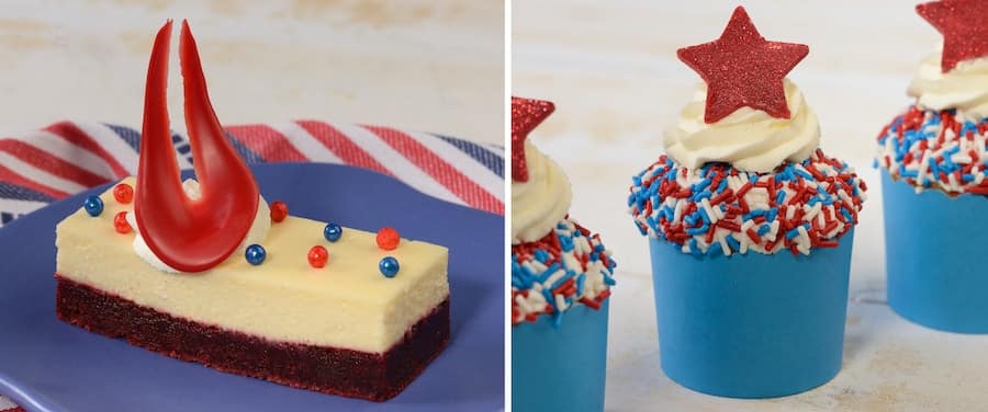 | The Main Street Mouse Freedom Cheesecake and Independence Day Cupcake from Boardwalk Bakery
