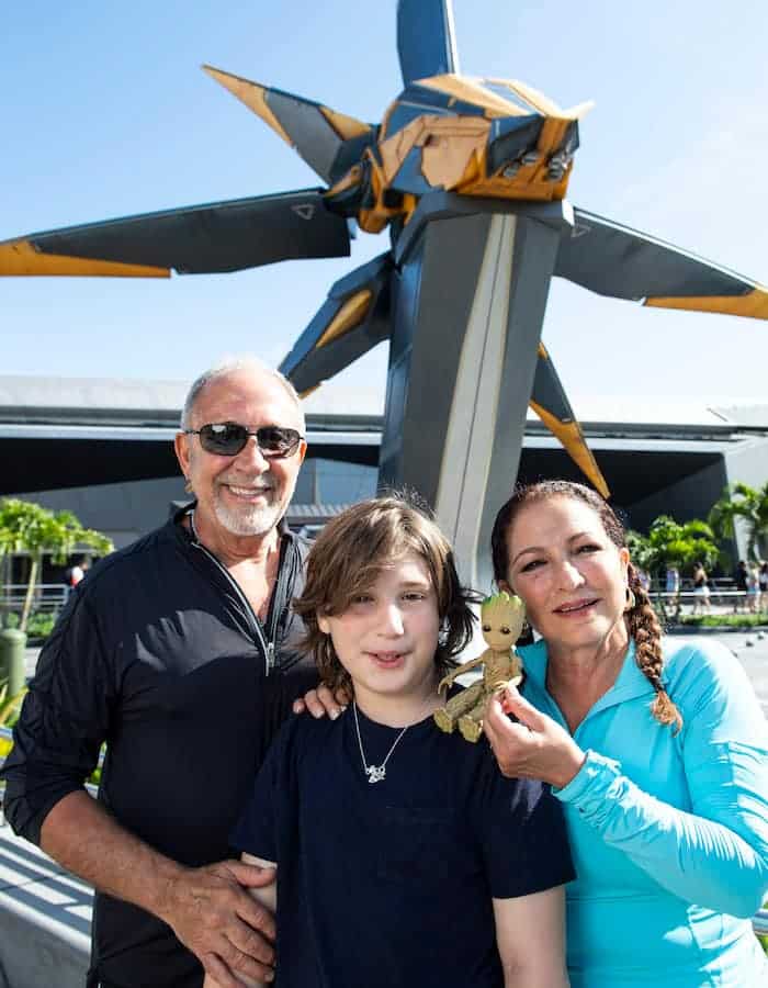 Gloria Estefan and her family at Guardians of the Galaxy: Cosmic Rewind at EPCOT