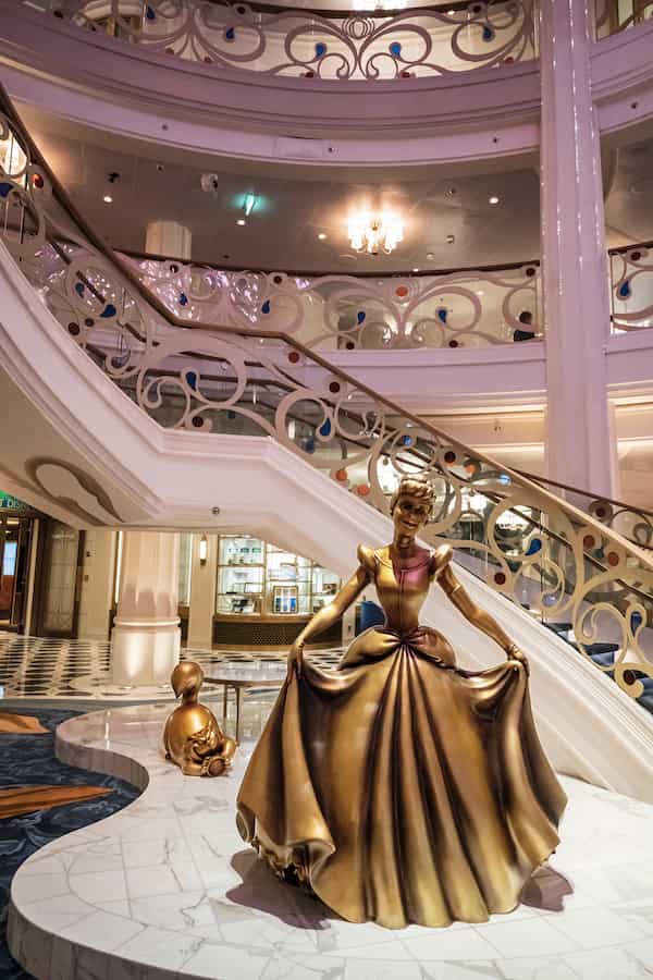 Cinderella bronze statue in Disney Wish