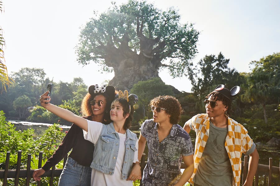 Guests taking a selfie at Disney's Animal Kingdom