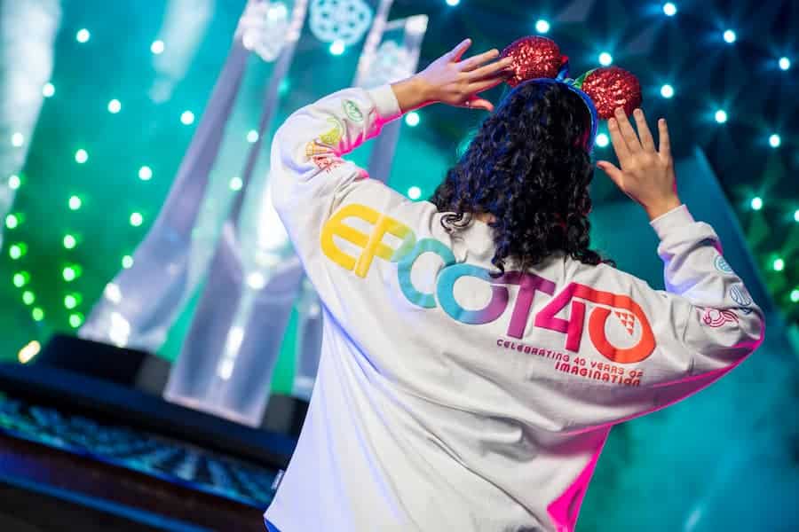 Guests in various pieces from EPCOT 40th Anniversary Collection 