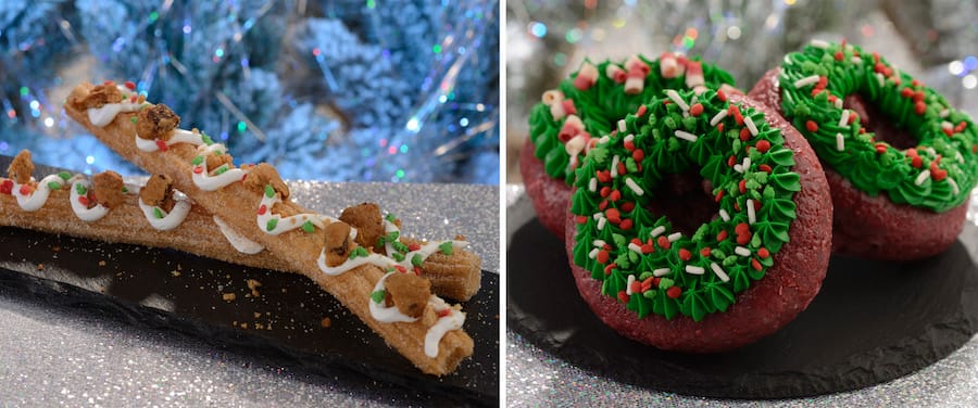 Collage of food at Various Carts Throughout Main Street USA at Mickey's Very Merry Christmas Party