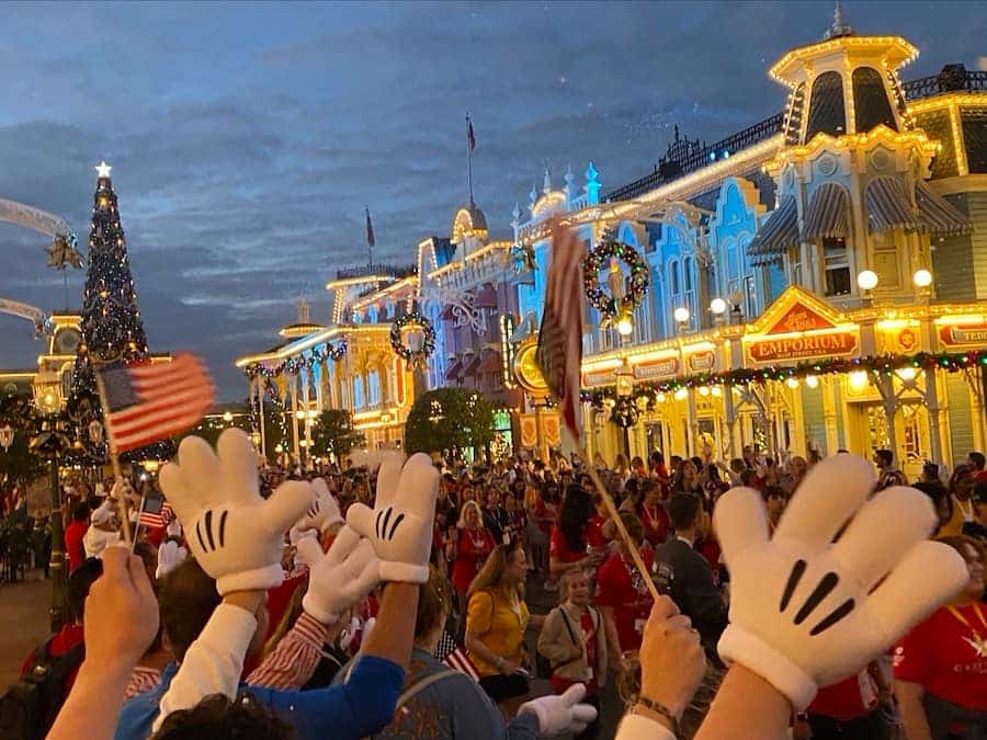 More than 1000 Disney Cast Members lined Main Street USA in Magic Kingdom Park to welcome Gold Star Families