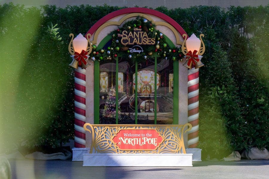 Decor inspired by the Disney+ Original series The Santa Clauses in the Downtown Disney District