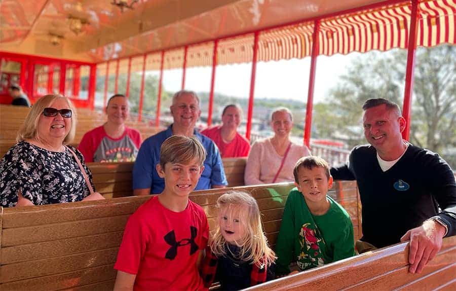 John and his family on the train