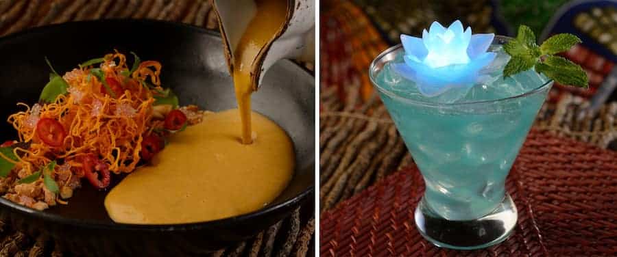 Sweet Potato Groundnut Soup from Jiko the Cooking Place and the Way of Water beverage from Disney's Animal Kingdom Lodge