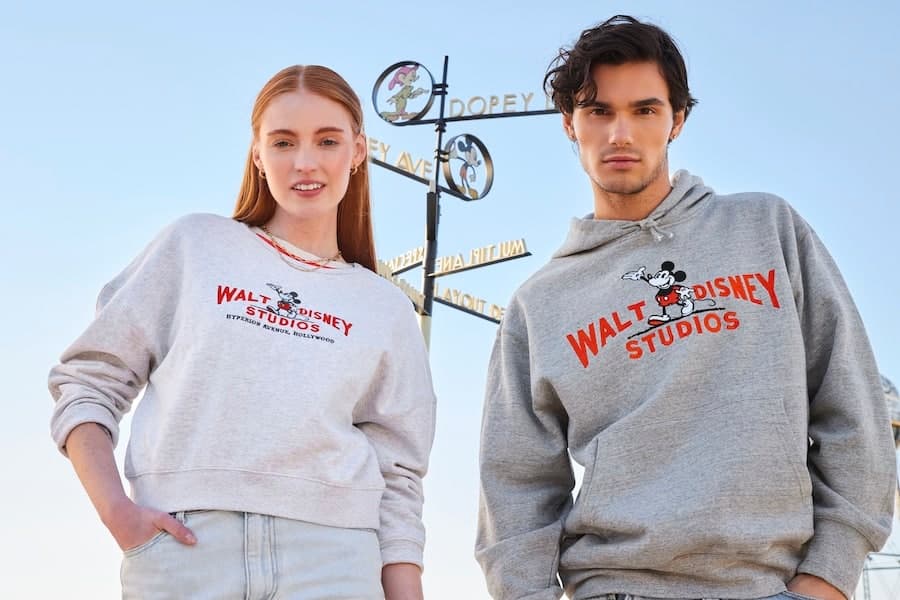 Mickey Mouse Walt Disney Studios Pullover Sweatshirt for Women and the Mickey Mouse Walt Disney Studios Pullover Hoodie for Adults