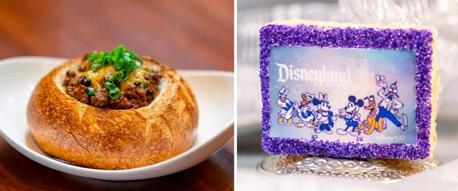 Walt's Chili Bread Bowl and Disney 100 rice krispie treat at Disney's Grand California Hotel and Spa