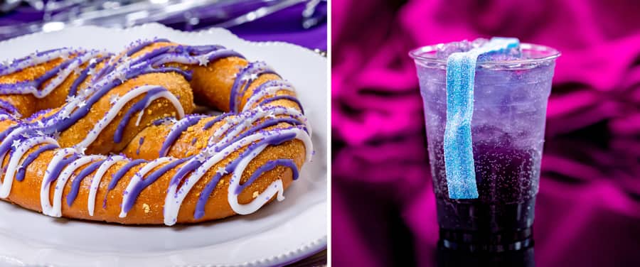 New Violet Pretzel and Sparkling Grape at Refreshment Corner at Disneyland Park