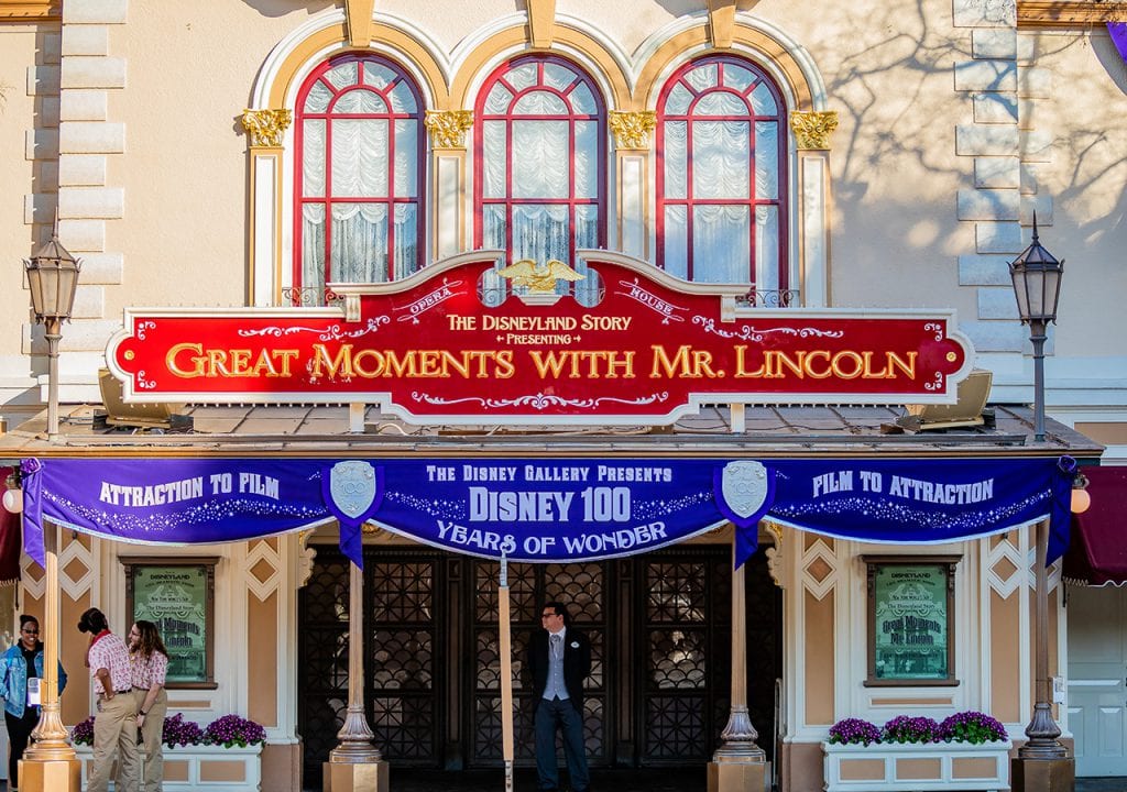 The entrance to "Great Moments with Mr. Lincoln" on Main Street, U.S.A.