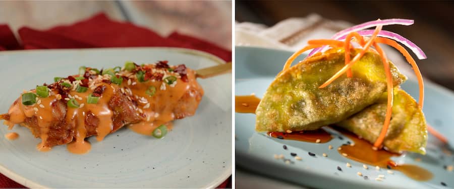 Spicy Mala Chicken Skewer Pan fried Vegetable Dumplings