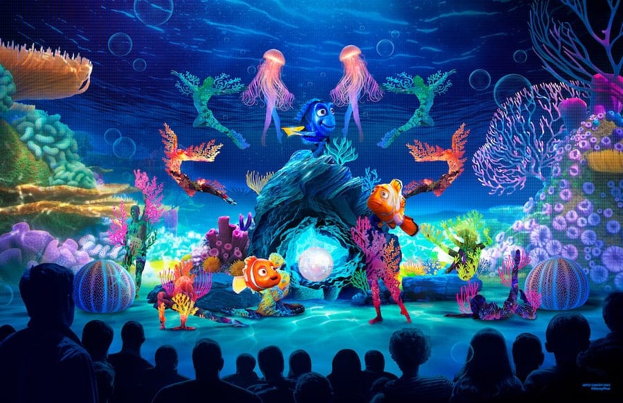 Rendering of the "Finding Nemo" scene in the new “Together: a Pixar Musical Adventure”