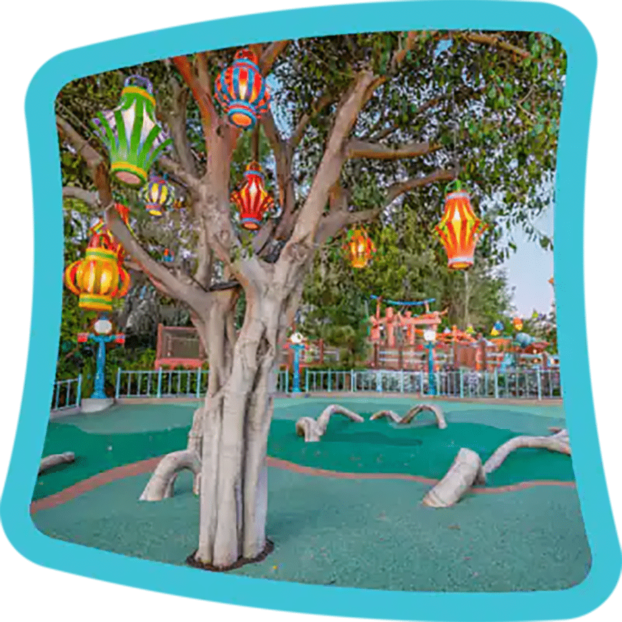 | The Main Street Mouse Centoonial Park in the Reimagined Mickey's Toontown