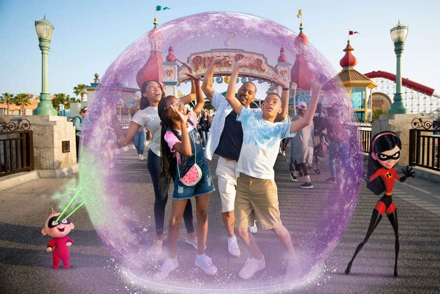 | The Main Street Mouse Violets Force Field Photo Op Location Bridge to Pixar Pier