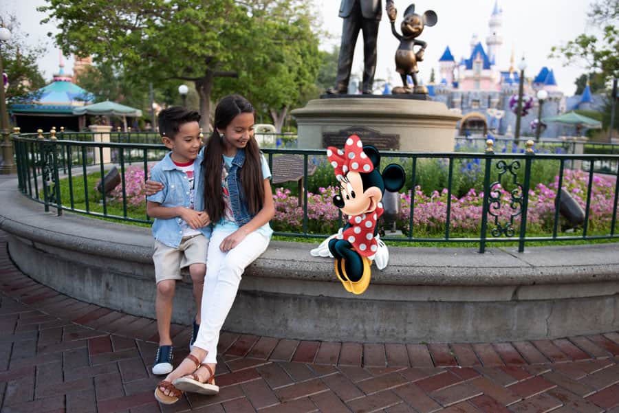 | The Main Street Mouse Minnie Mouse Photo Op, Location: Sleeping Beauty Castle & Partners statue