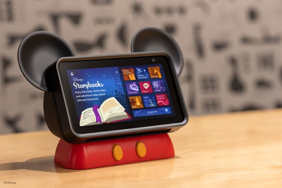 voice assistant developed by Disney and built on Alexa technology on a table